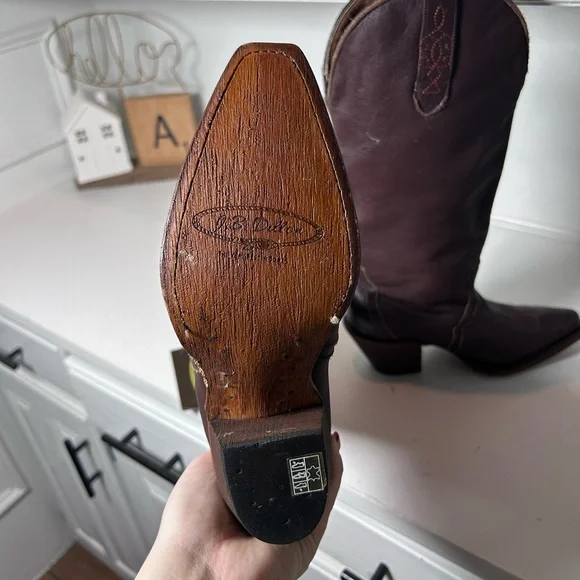 JB Dillon Dark Brown Leather Western Cowboy Boots Women’s 6B New With Tags - Picture 7 of 8